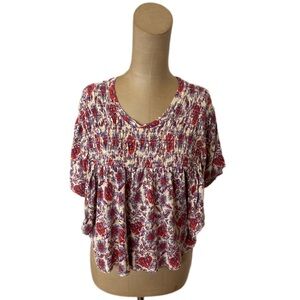 Free People Short Sleeve Blouse Top Size Medium